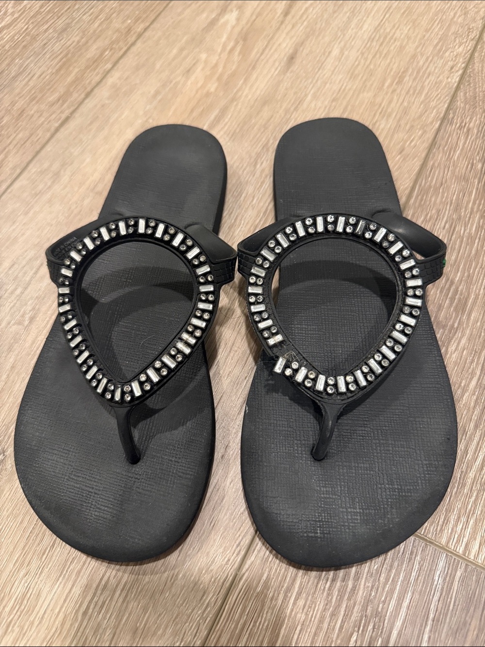 Sanuk Black Jeweled Thong Sandals for Women